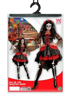 2-delig kostuum "BRUID DIA DE LOS MUERTOS" zwart/rood