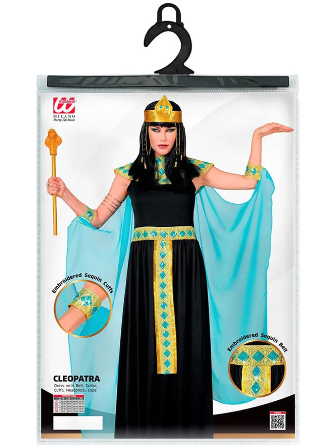 6-delig kostuum "Cleopatra" zwart/turquoise