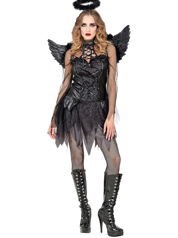 3-delig kostuum "DARK ANGEL" zwart