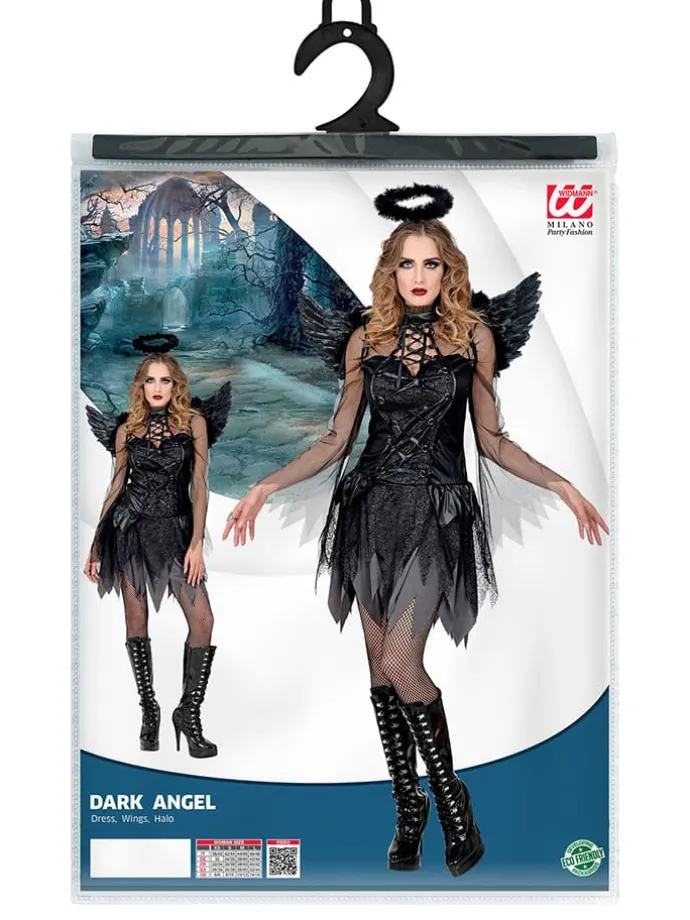 3-delig kostuum "DARK ANGEL" zwart