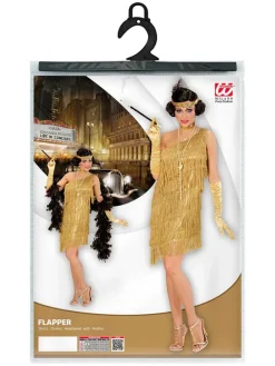 3-delig kostuum "Flapperdress" goudkleurig
