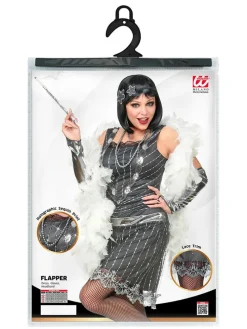 3-delig kostuum "Flapperdress" zilverkleurig