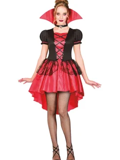 2-delig kostuum "Glamoureuze vampier" rood/zwart