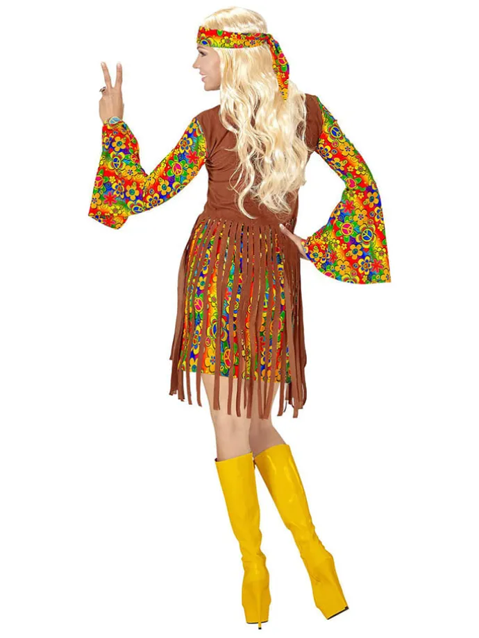 3-delig kostuum "Hippie" lichtbruin/meerkleurig