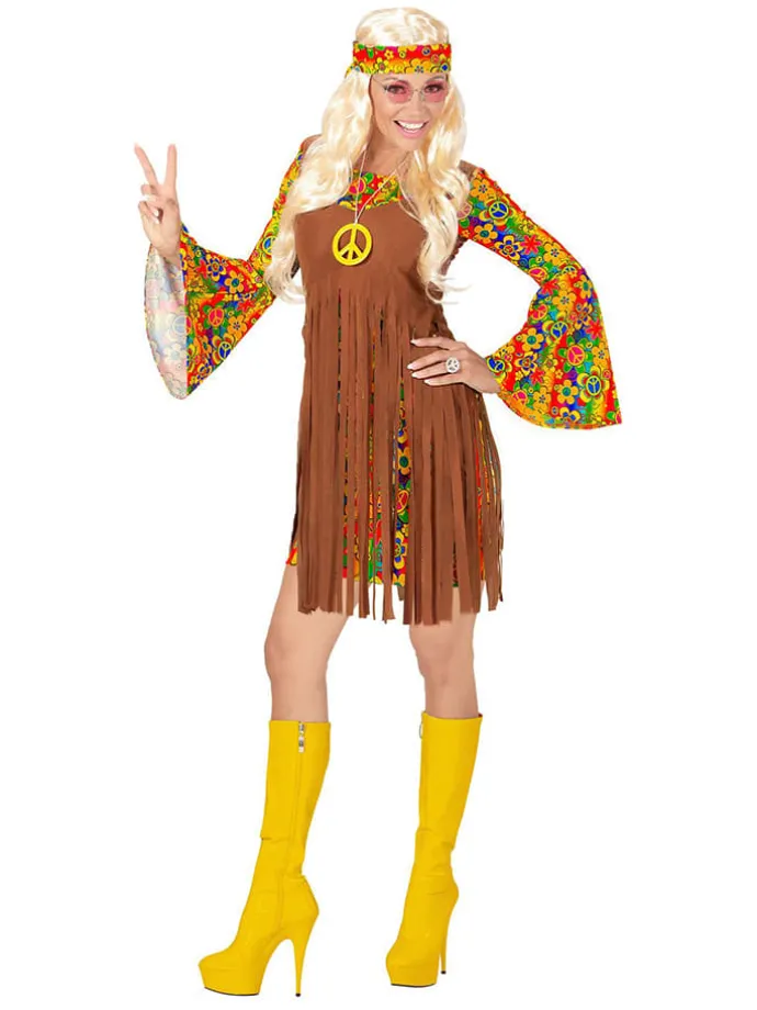 3-delig kostuum "Hippie" lichtbruin/meerkleurig