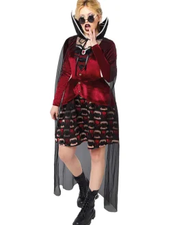 2-delig kostuum "Midnight vampiress" zwart/rood