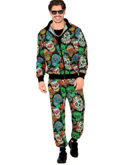 2-delig kostuum "PARTY FASHION TRAININGSPAK DIA DE LOS MUERTOS" meerkleurig