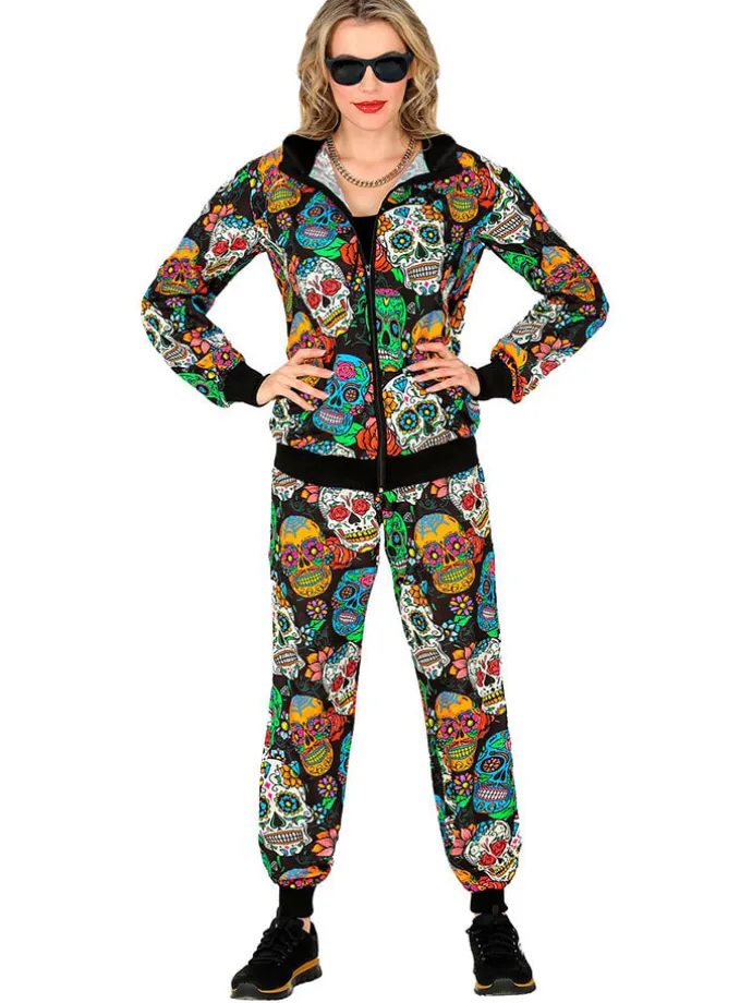 2-delig kostuum "PARTY FASHION TRAININGSPAK DIA DE LOS MUERTOS" meerkleurig