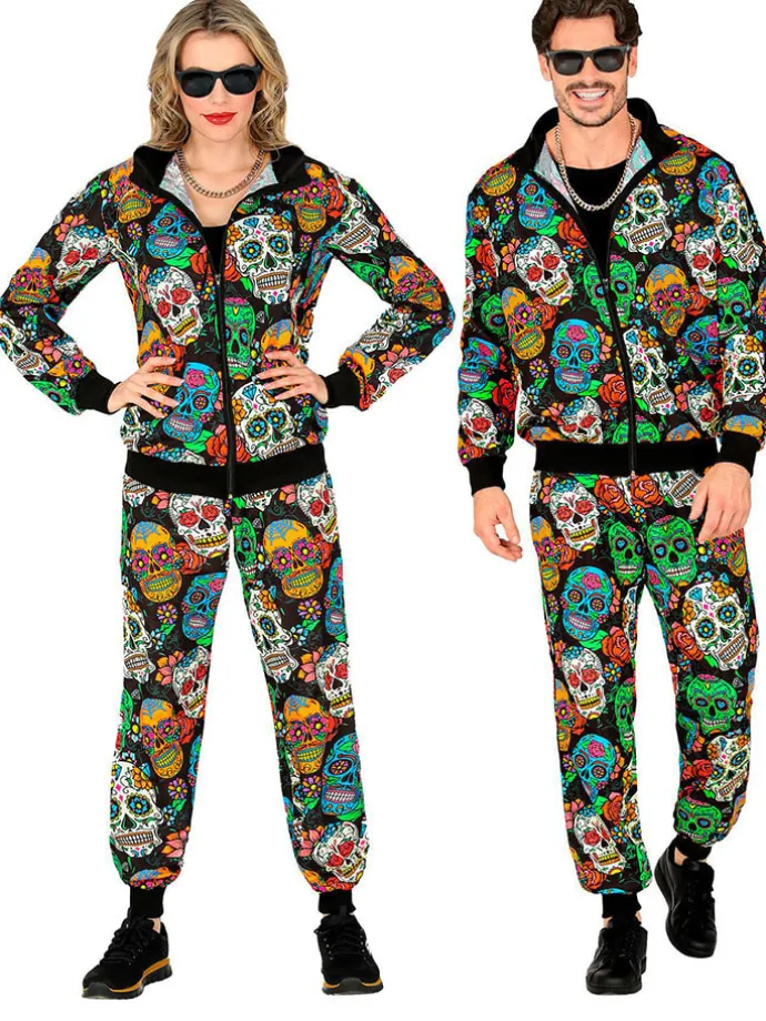 2-delig kostuum "PARTY FASHION TRAININGSPAK DIA DE LOS MUERTOS" meerkleurig