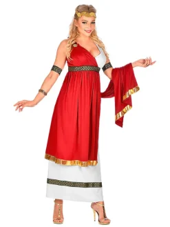 3-delig kostuum "Romeinse Keizerin" rood/wit