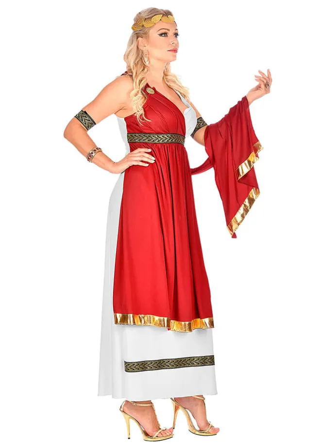 3-delig kostuum "Romeinse Keizerin" rood/wit