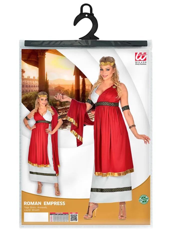 3-delig kostuum "Romeinse Keizerin" rood/wit