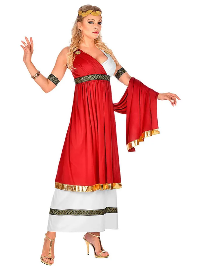 3-delig kostuum "Romeinse Keizerin" rood/wit