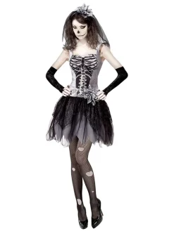3-delig kostuum "Skelebride" zwart/wit