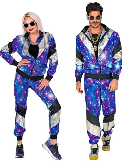 2-delig kostuum "80's Trainingspak" blauw/meerkleurig
