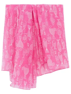Doek "Crazy Fish" roze - (L)180 x (B)110 cm