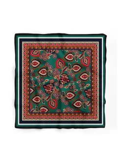 Doek smaragdgroen/rood - (L)55 x (B)55 cm