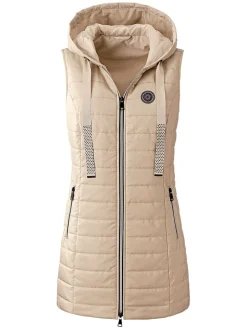 Doorgestikte bodywarmer zandkleurig