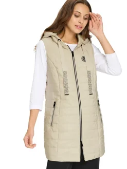 Doorgestikte bodywarmer zandkleurig