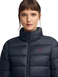 Doorgestikte jas donkerblauw