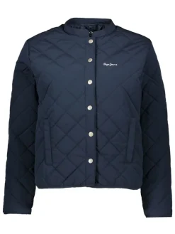 Doorgestikte jas donkerblauw