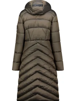 Doorgestikte mantel "Blanche" kaki