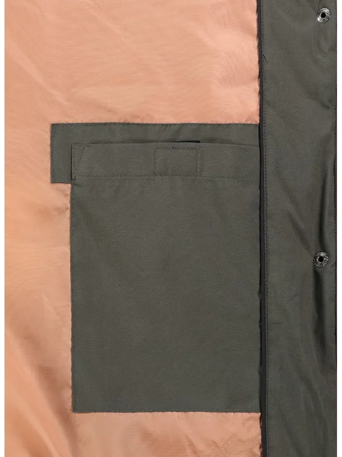 Doorgestikte mantel kaki