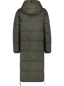 Doorgestikte mantel kaki