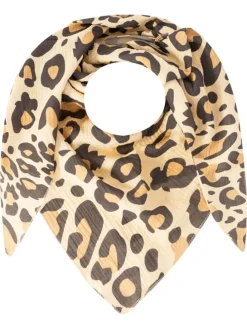Driehoekige sjaal "Leo Allover" beige - (L)200 x (B)95 cm