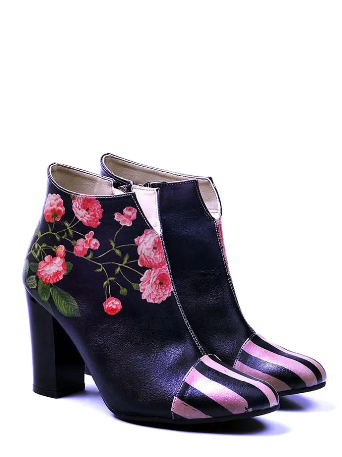 Enkellaarzen donkerblauw/roze