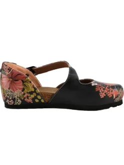 Enkelsandalen zwart/meerkleurig