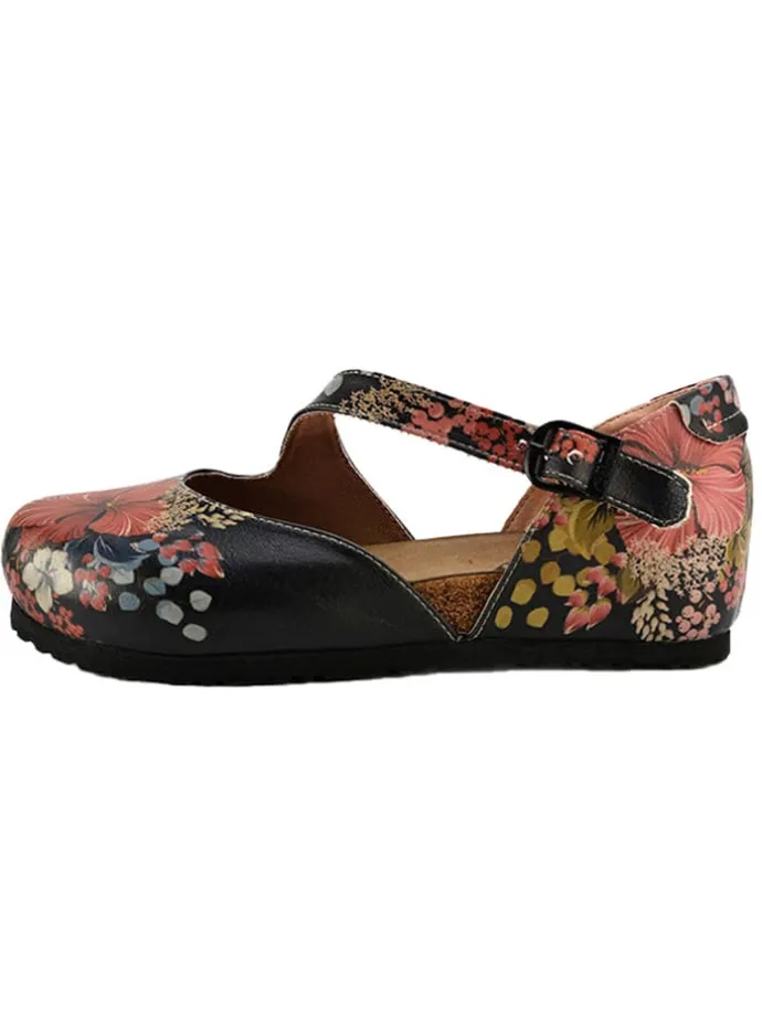 Enkelsandalen zwart/meerkleurig
