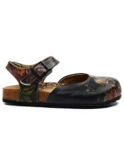 Enkelsandalen zwart/meerkleurig