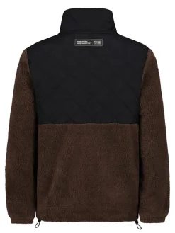 Fleece vest donkerbruin/zwart
