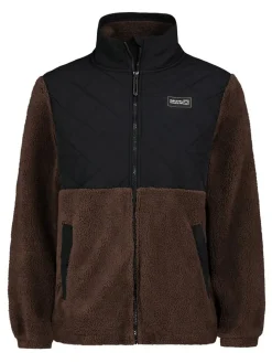 Fleece vest donkerbruin/zwart