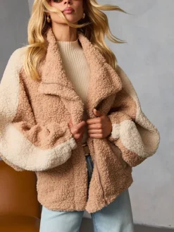 Fleece vest lichtbruin/beige