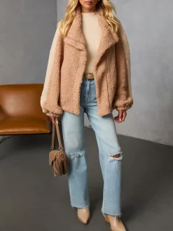 Fleece vest lichtbruin/beige