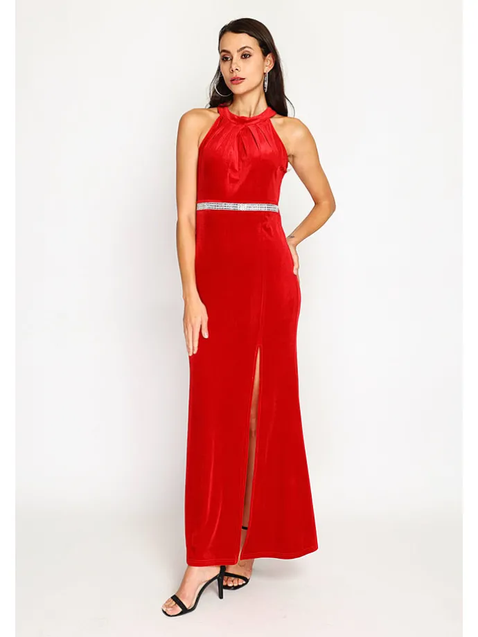 Fluwelen jurk rood