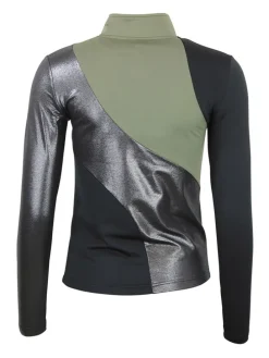 Functionele longsleeve kaki/zilverkleurig/zwart