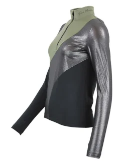 Functionele longsleeve kaki/zilverkleurig/zwart