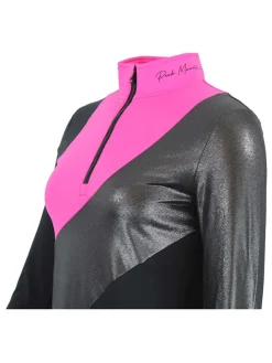 Functionele longsleeve zilverkleurig/zwart/roze