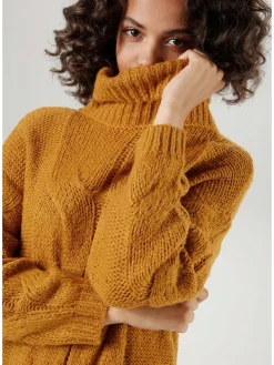 Gebreide jurk camel
