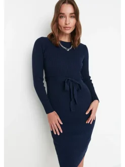 Gebreide jurk donkerblauw
