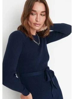 Gebreide jurk donkerblauw
