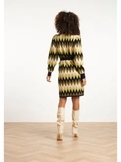 Gebreide jurk kaki/groen