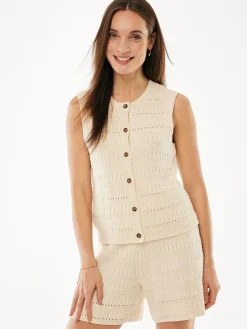 Gebreide top beige