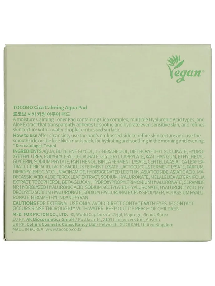 Gezichtspads "Cica Calming Aqua", 60 stuks - 160 ml