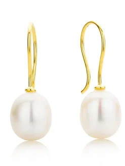 Gouden oorhangers met parels