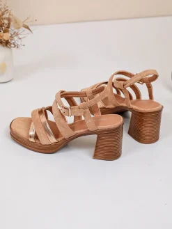 Haksandalen lichtbruin/goudkleurig