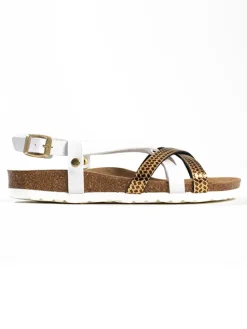 Haksandalen "Veracruz" wit/goudkleurig